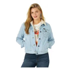 2317322 Wrangler Women's Retro Sherpa Lined Denim Jean Jacket - Bleach Denim