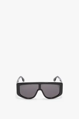 Acetate Visor Sunglasses In Black