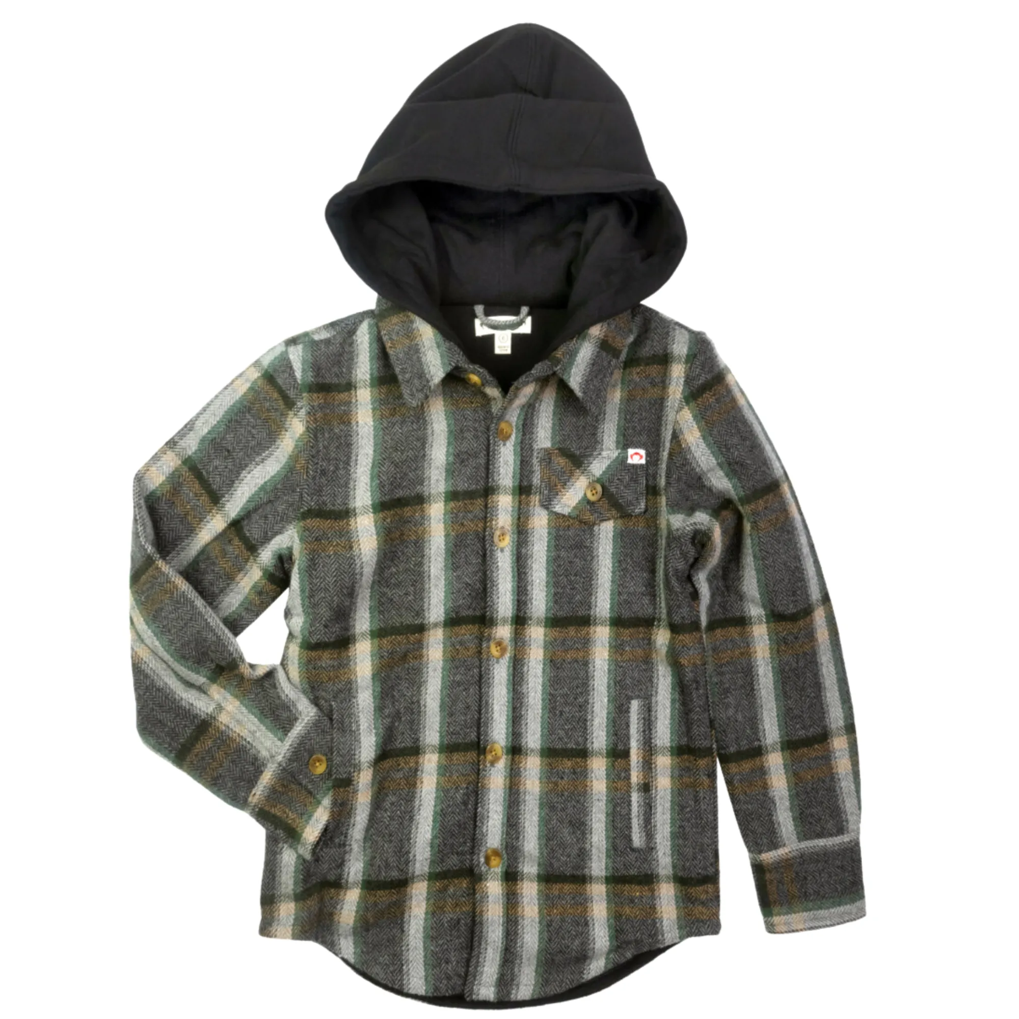 Appaman - Boys Glen Hooded Shirt Jacket in Woodland Herringbone