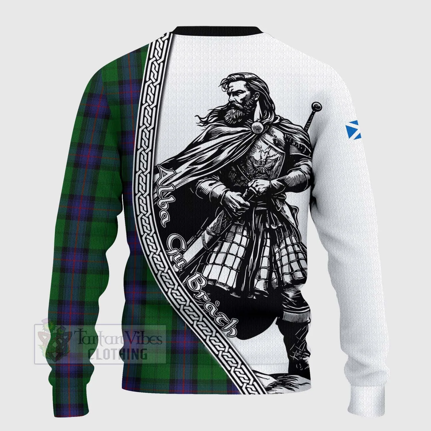 Armstrong Tartan Clan Crest Knitted Sweater with Highlander Warrior Celtic Style