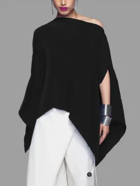 Asymmetric Solid Color Batwing Sleeves Loose One-Shoulder Blouses&Shirts Tops