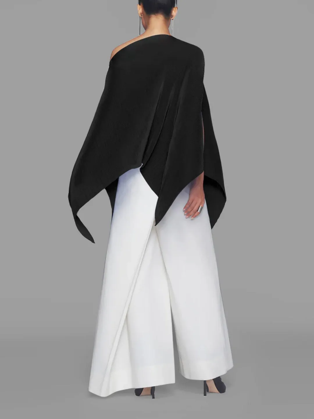 Asymmetric Solid Color Batwing Sleeves Loose One-Shoulder Blouses&Shirts Tops