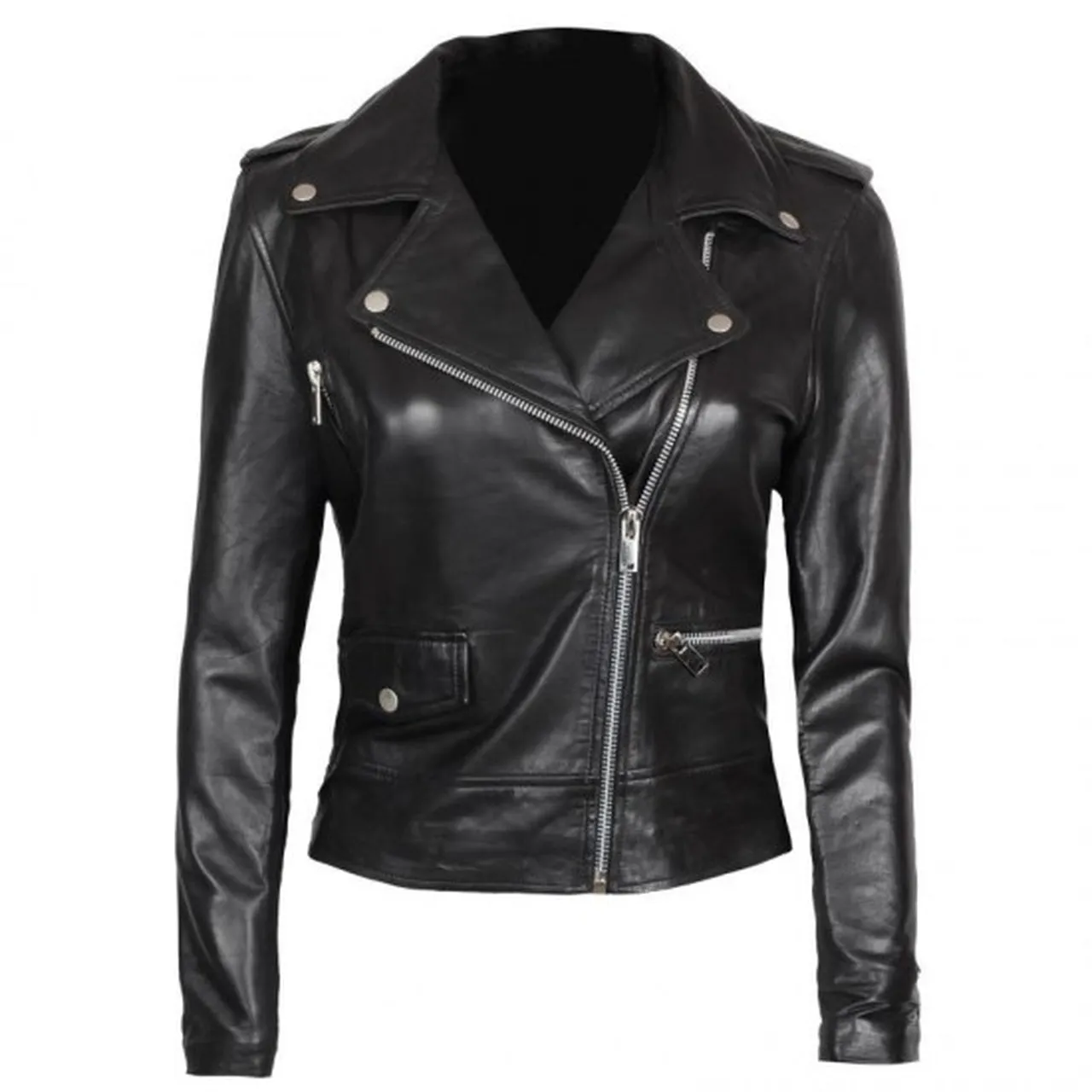 Asymmetrical Black Biker Jacket Women