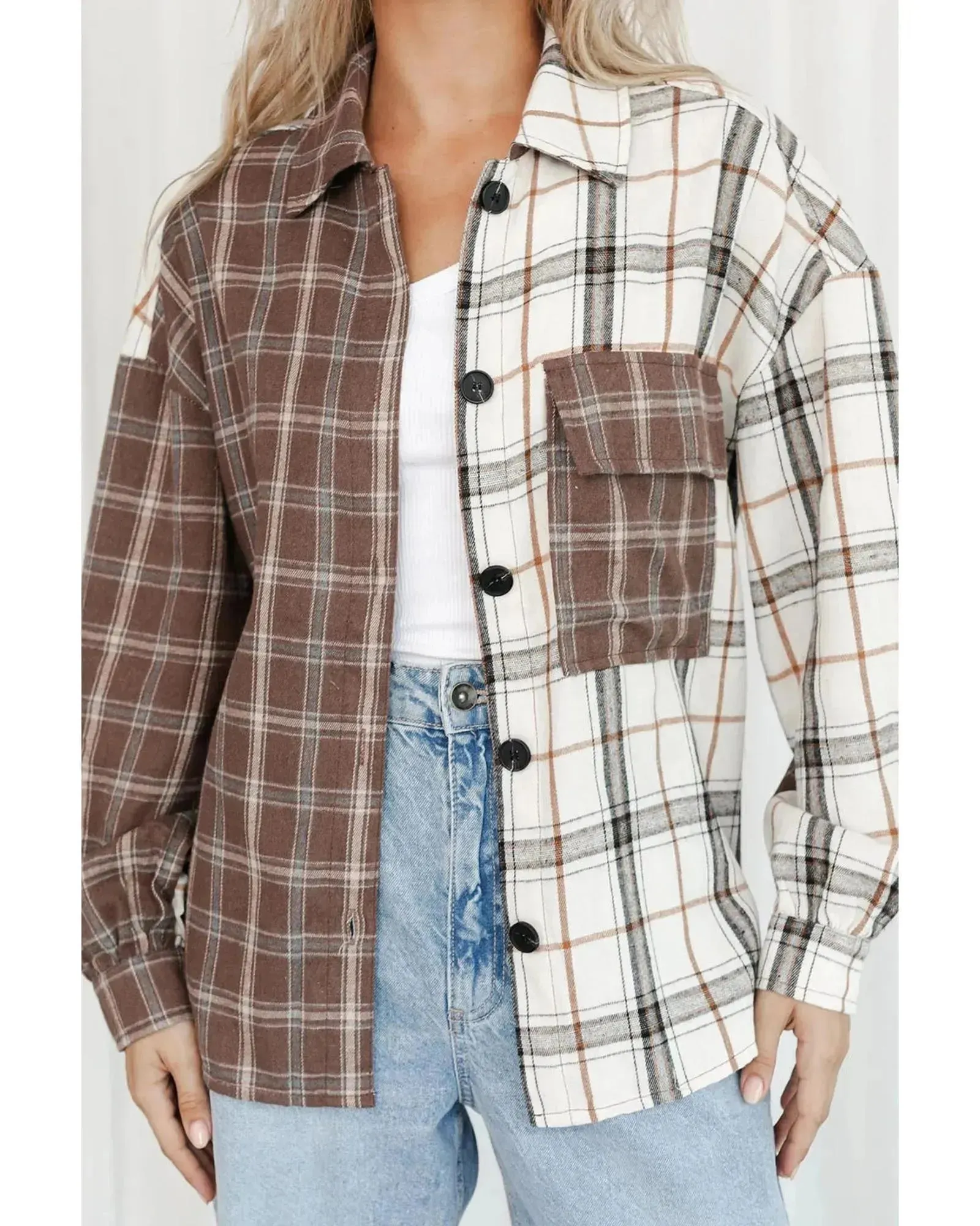 Azura Exchange Plaid Oversized Shirt - S