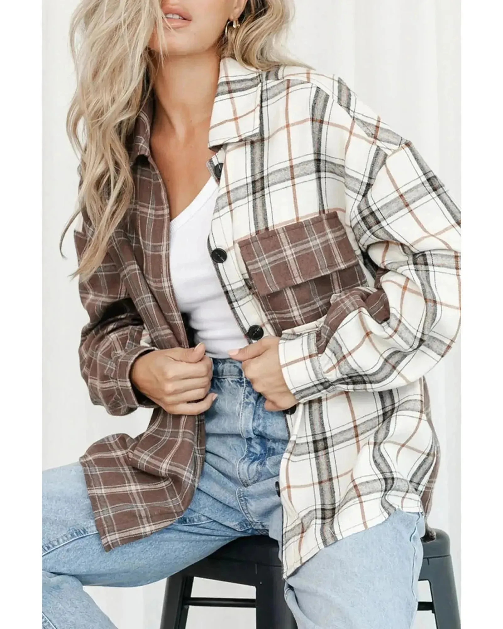 Azura Exchange Plaid Oversized Shirt - S