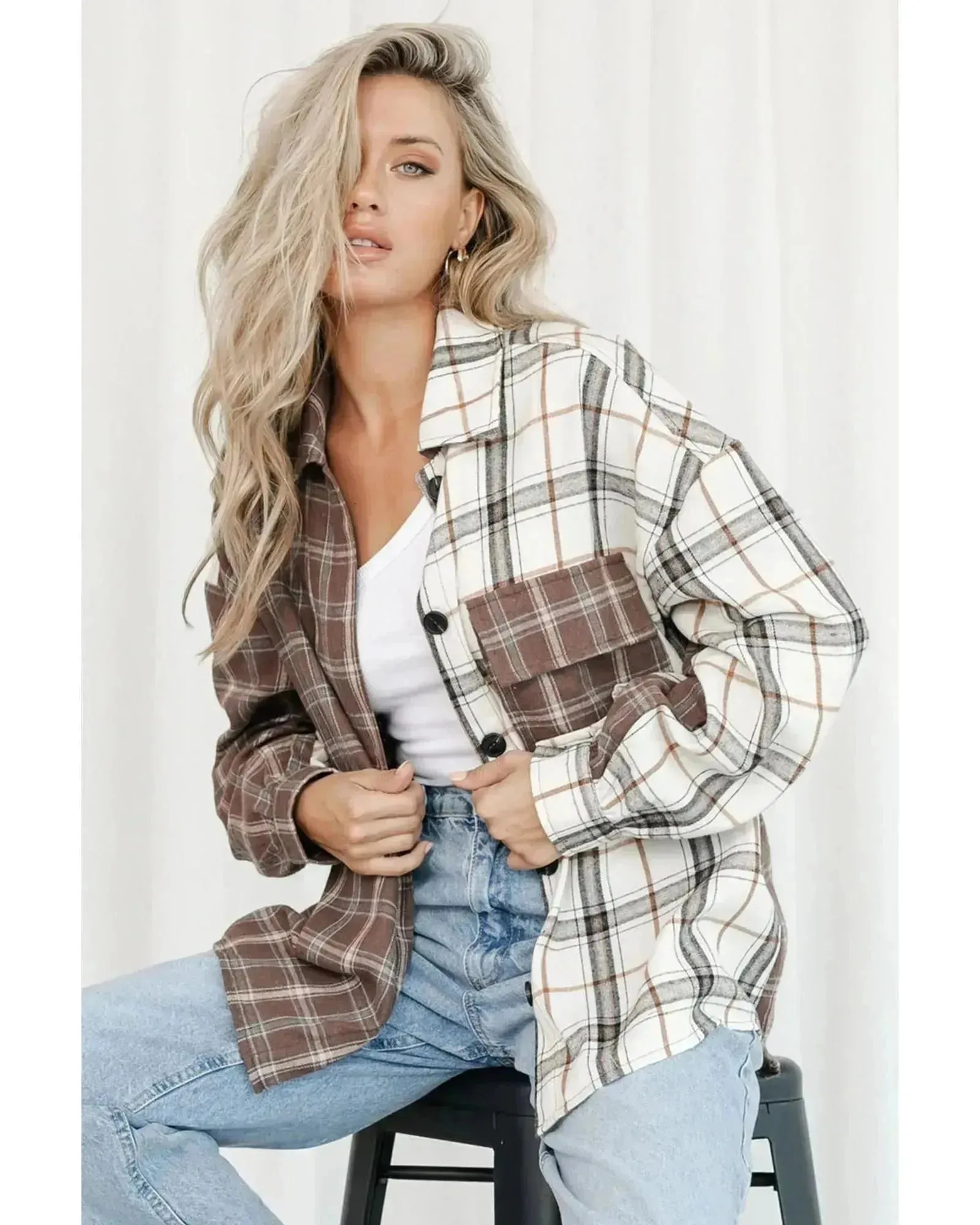 Azura Exchange Plaid Oversized Shirt - S