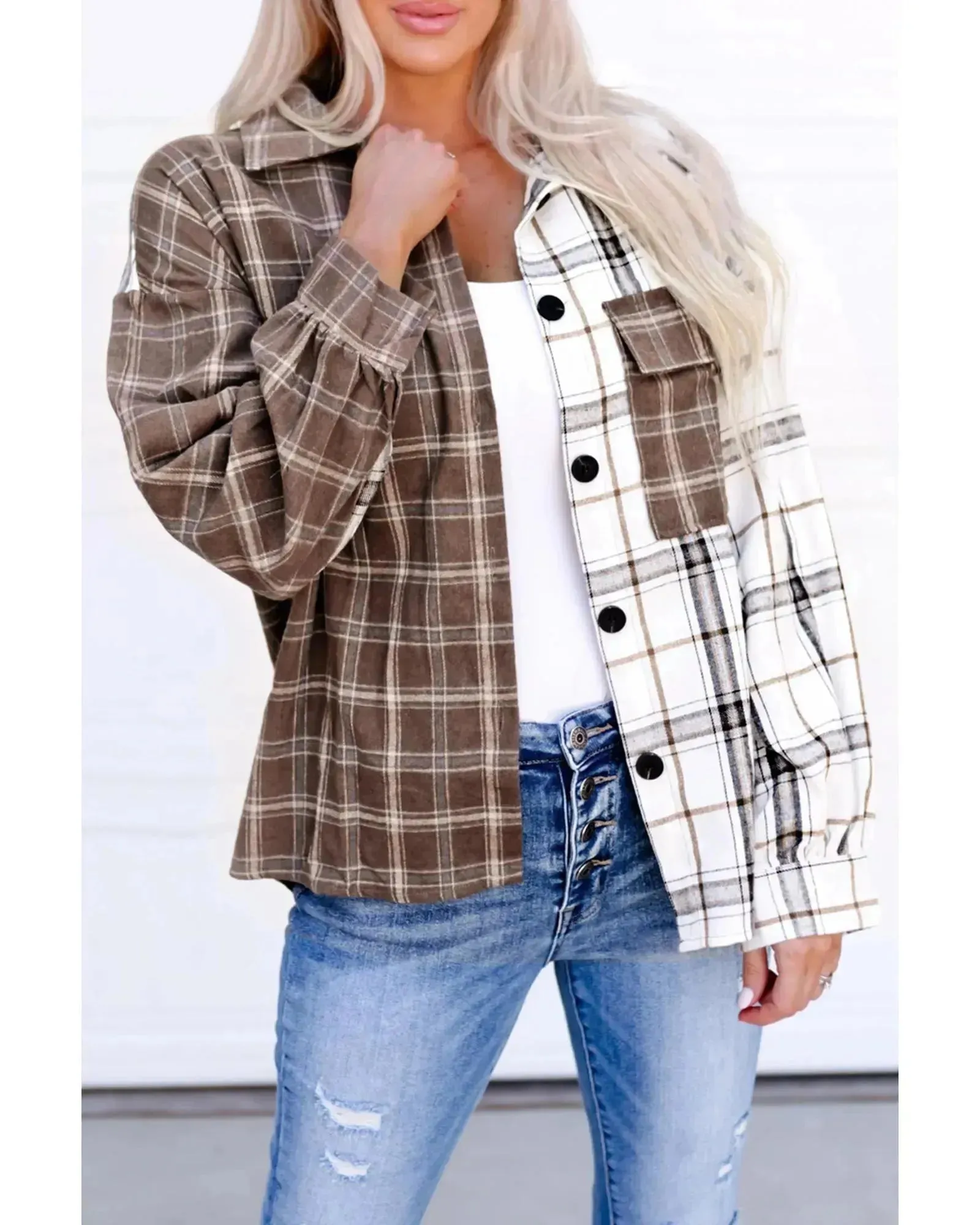 Azura Exchange Plaid Oversized Shirt - S