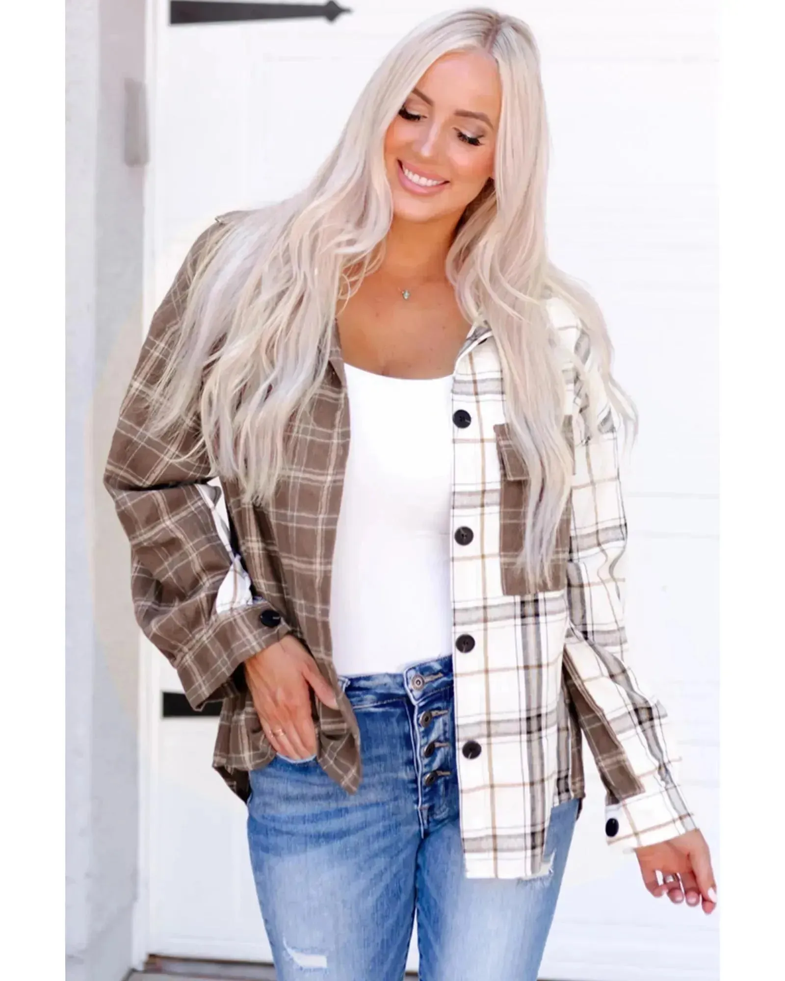 Azura Exchange Plaid Oversized Shirt - S