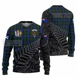 Baird Crest Tartan Knitted Sweater with New Zealand Silver Fern Half Style