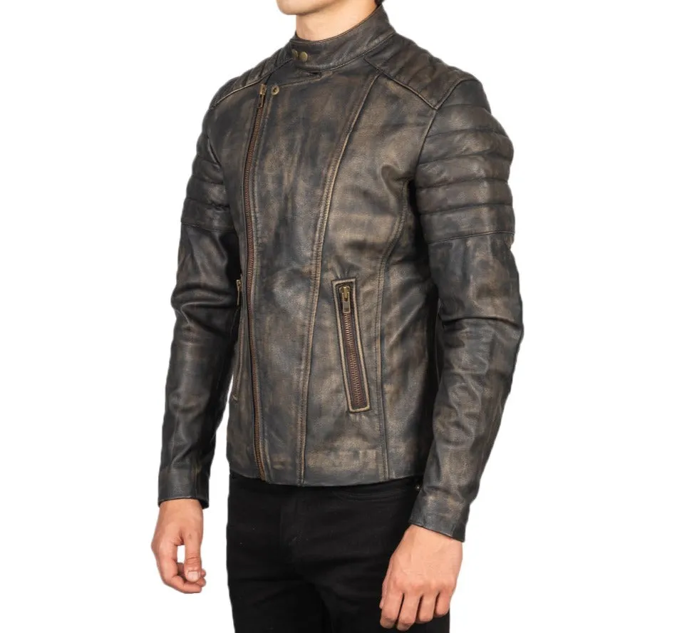 BIKER-1426 MUSH Distressed Brown Leather Biker Jacket