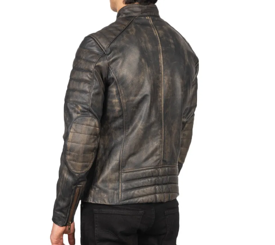 BIKER-1426 MUSH Distressed Brown Leather Biker Jacket