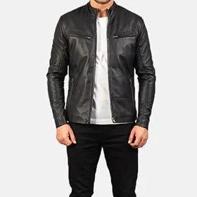 BIKER-1442 MUSH Black Leather Jacket