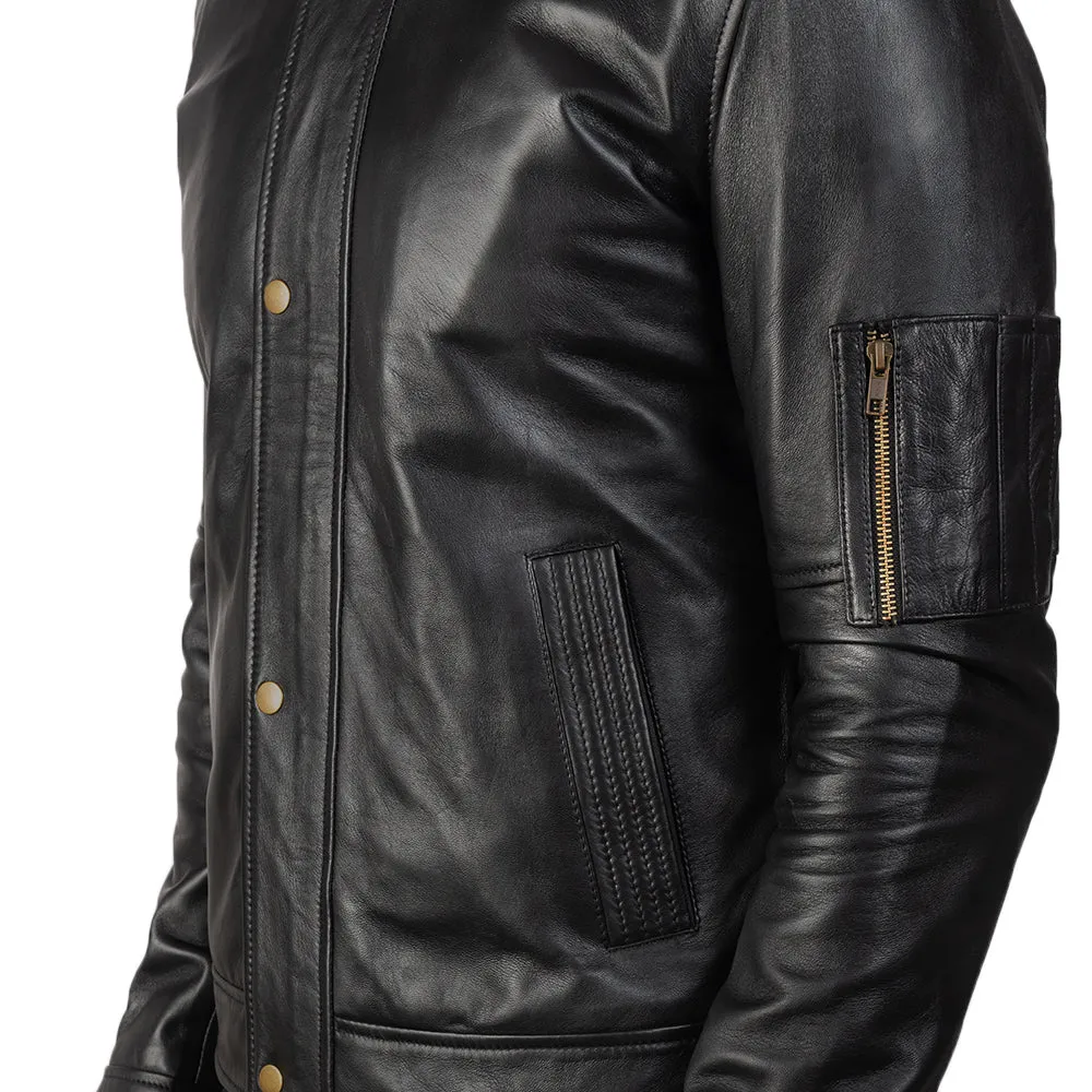 BIKER-1457 MUSH House Black Leather Biker Jacket