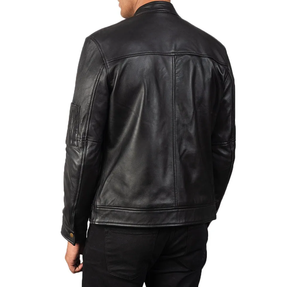 BIKER-1457 MUSH House Black Leather Biker Jacket