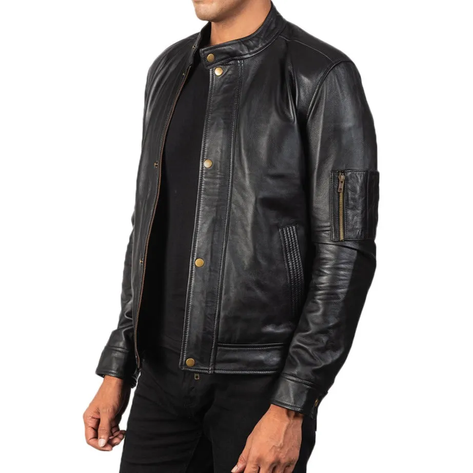 BIKER-1457 MUSH House Black Leather Biker Jacket