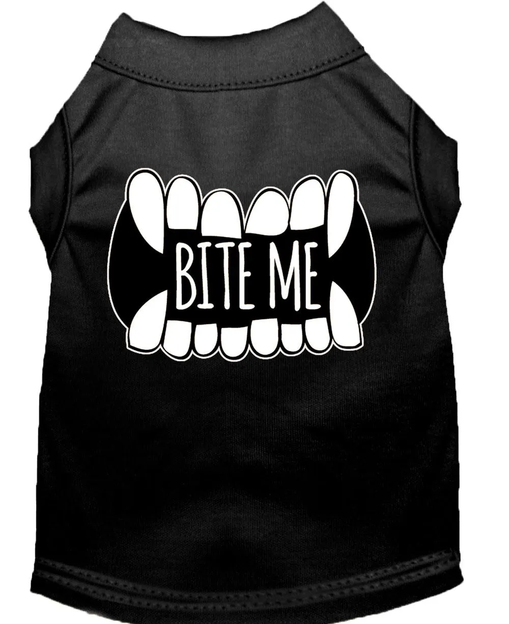 Bite Me Screen Print Dog Shirt Black Sm (10)