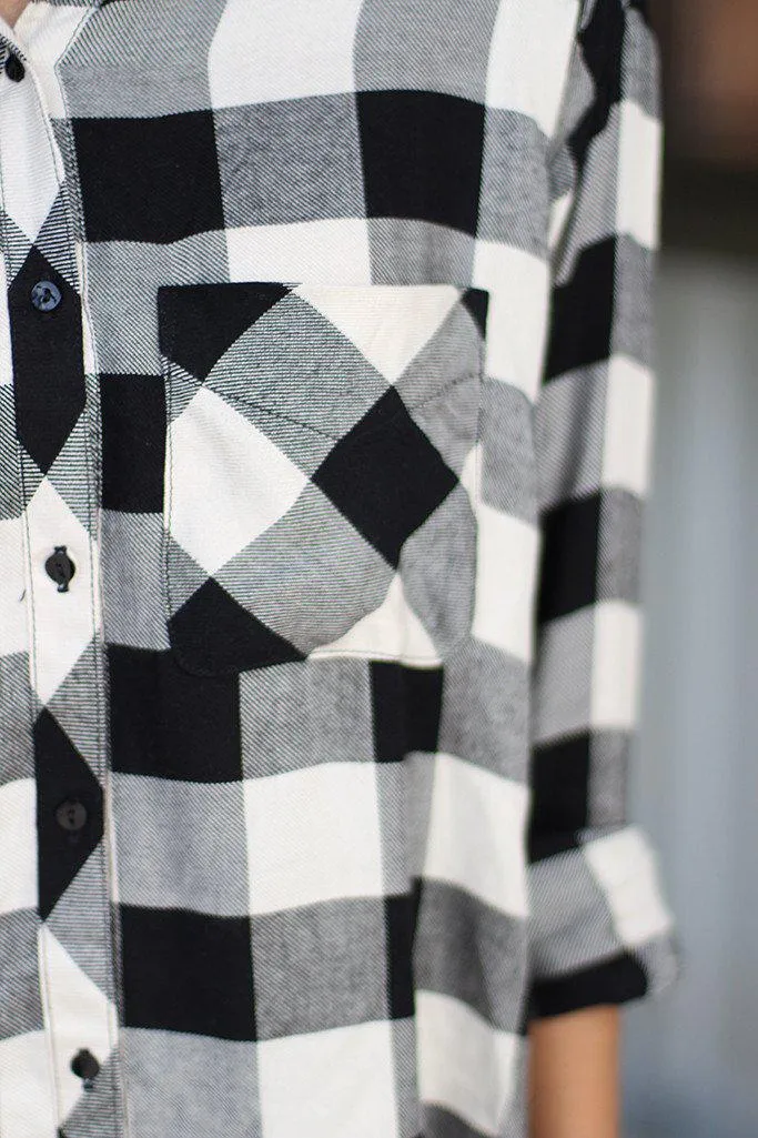 Black And Ivory Plaid Shirt