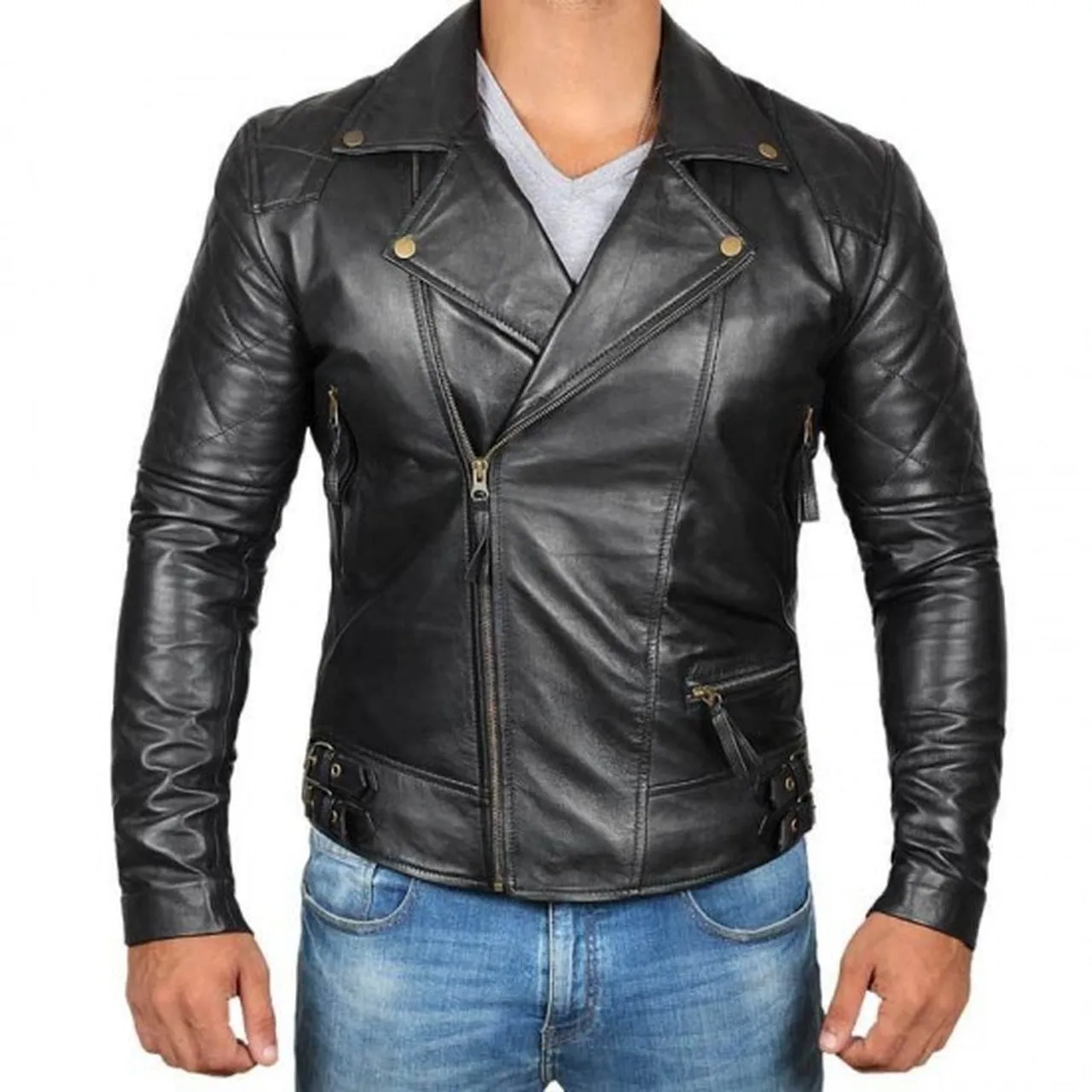 Black Diamond Classic 2 Motorcycle Leather Jacket Men