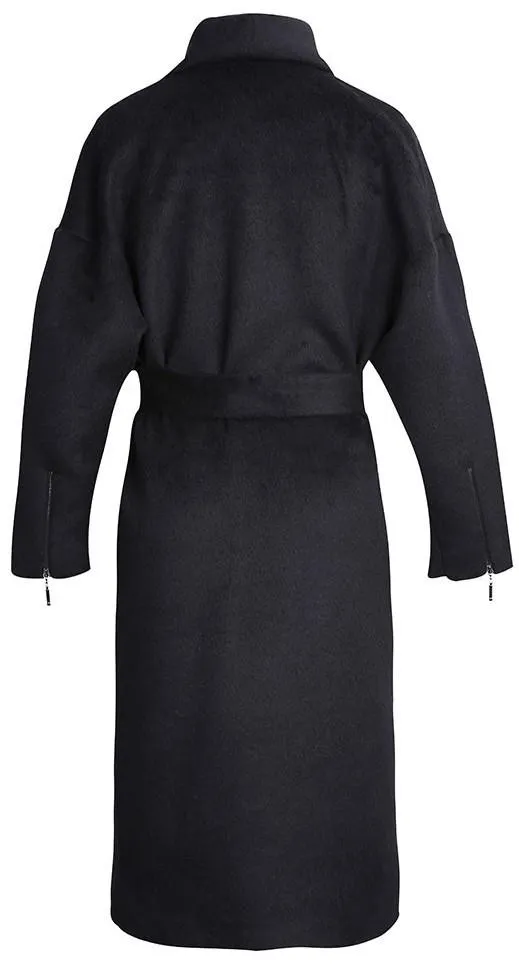 Black Wrap Wool-Blend Coat