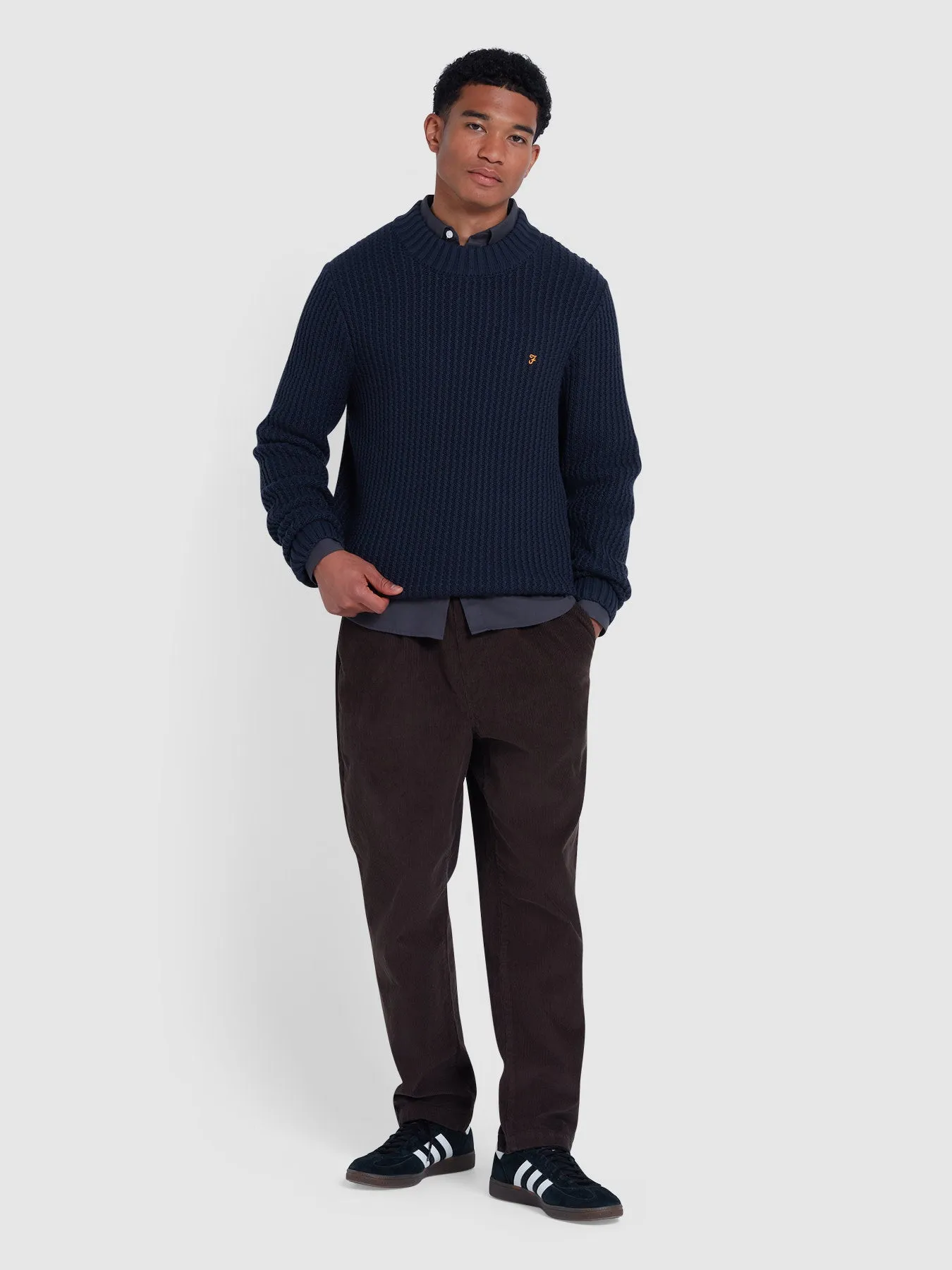 Burlington Fisherman Knit Sweater In True Navy