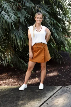 Camel High Waisted Corduroy Skirt