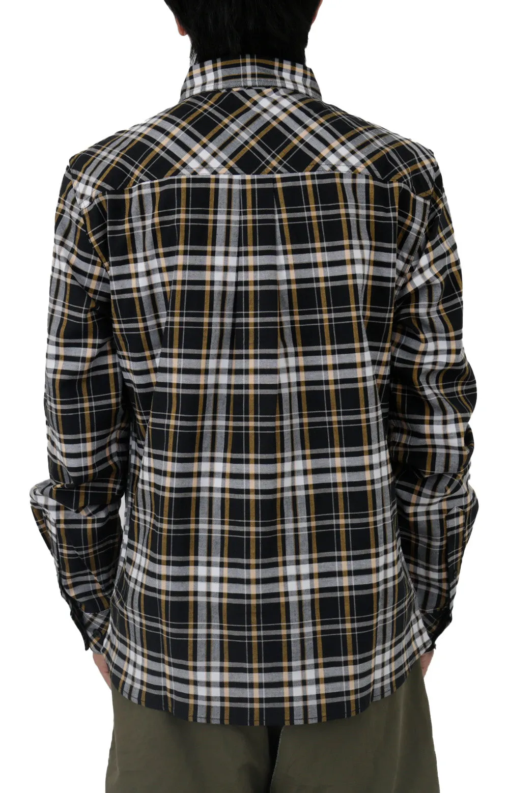 Caterpillar Long Sleeve Plaid Work Shirt - Black and Yellow