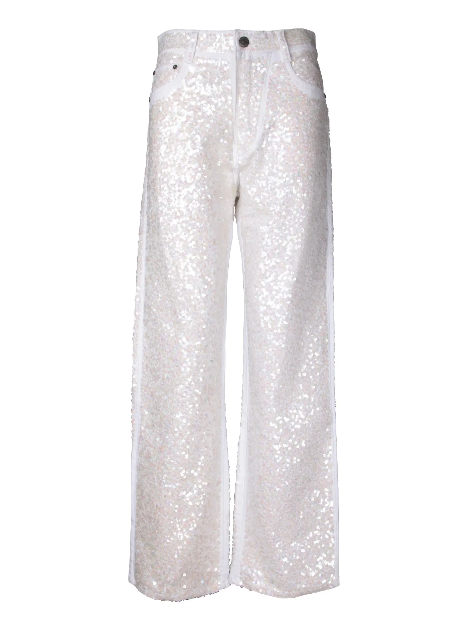 Cream Sequined Jeans