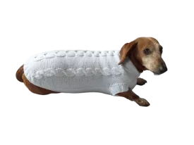 Dachshund Clothing: White Party Sweater, White Dachshund or Small Dog Sweater