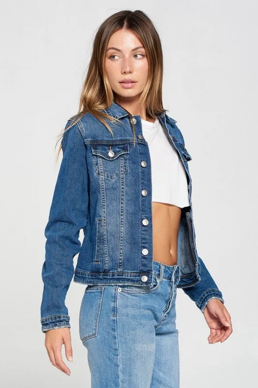 DARK WASH DENIM JEAN JACKET