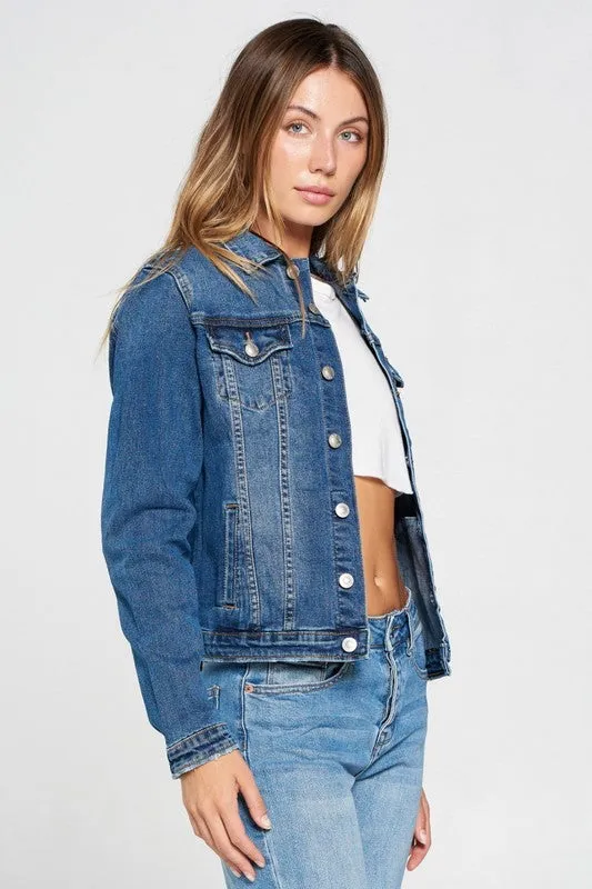 DARK WASH DENIM JEAN JACKET