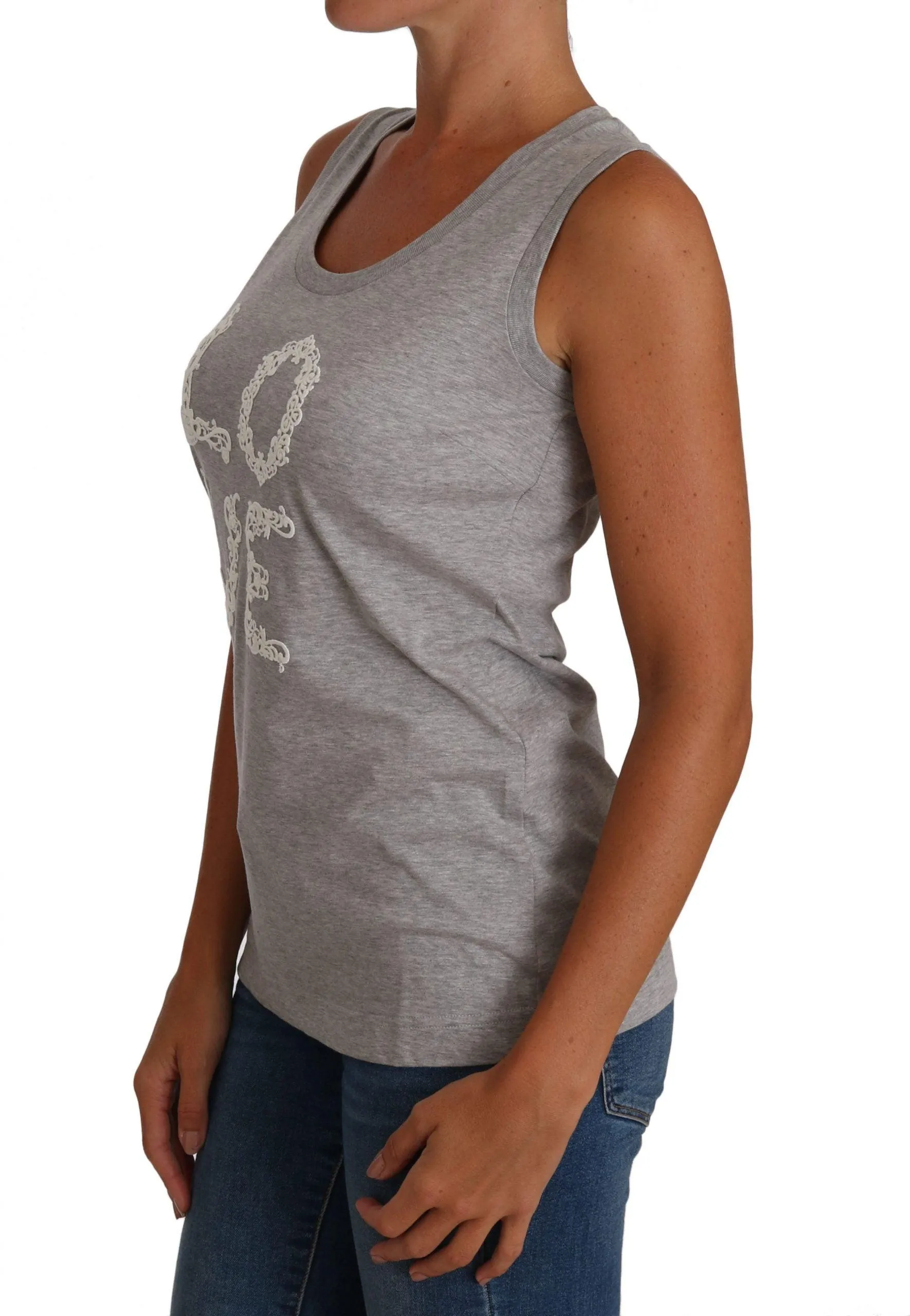 Dolce & Gabbana Gray and white Cami Tank Gray LOVE Cotton Top