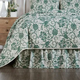 Dorset Green Floral King Bed Skirt 78x80x16