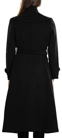 Double-Breasted Belted Wool Coat, Black