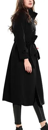 Double-Breasted Belted Wool Coat, Black