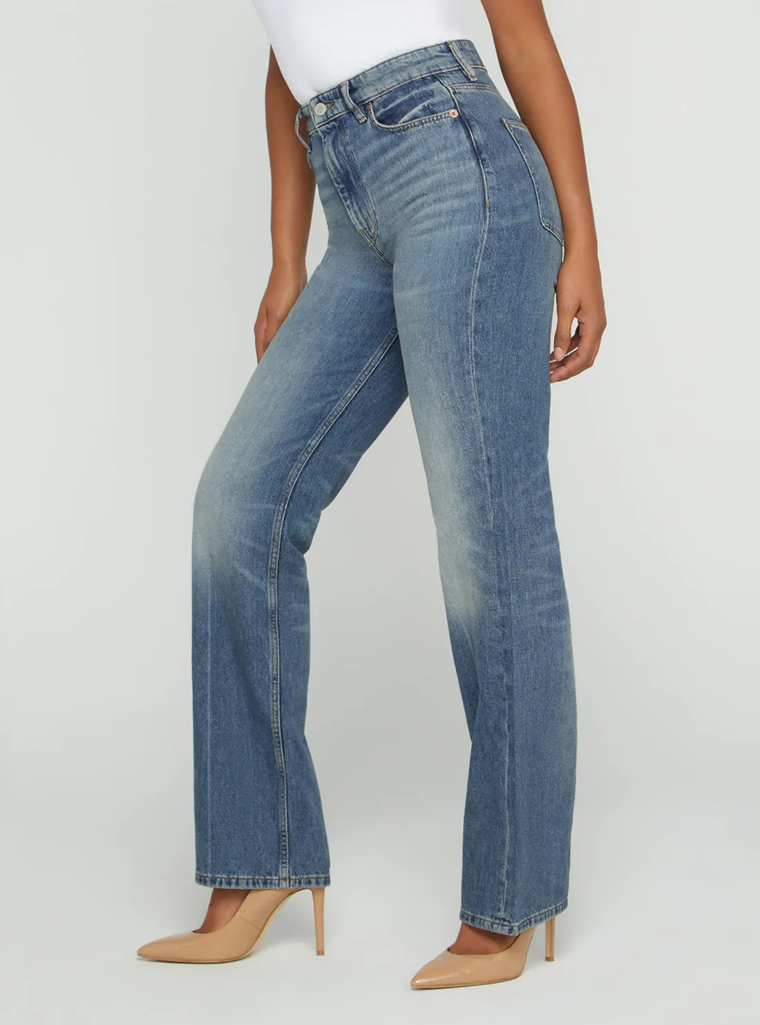 Eco High-Rise 80s Straight Leg Denim Jeans In Confidence Wash