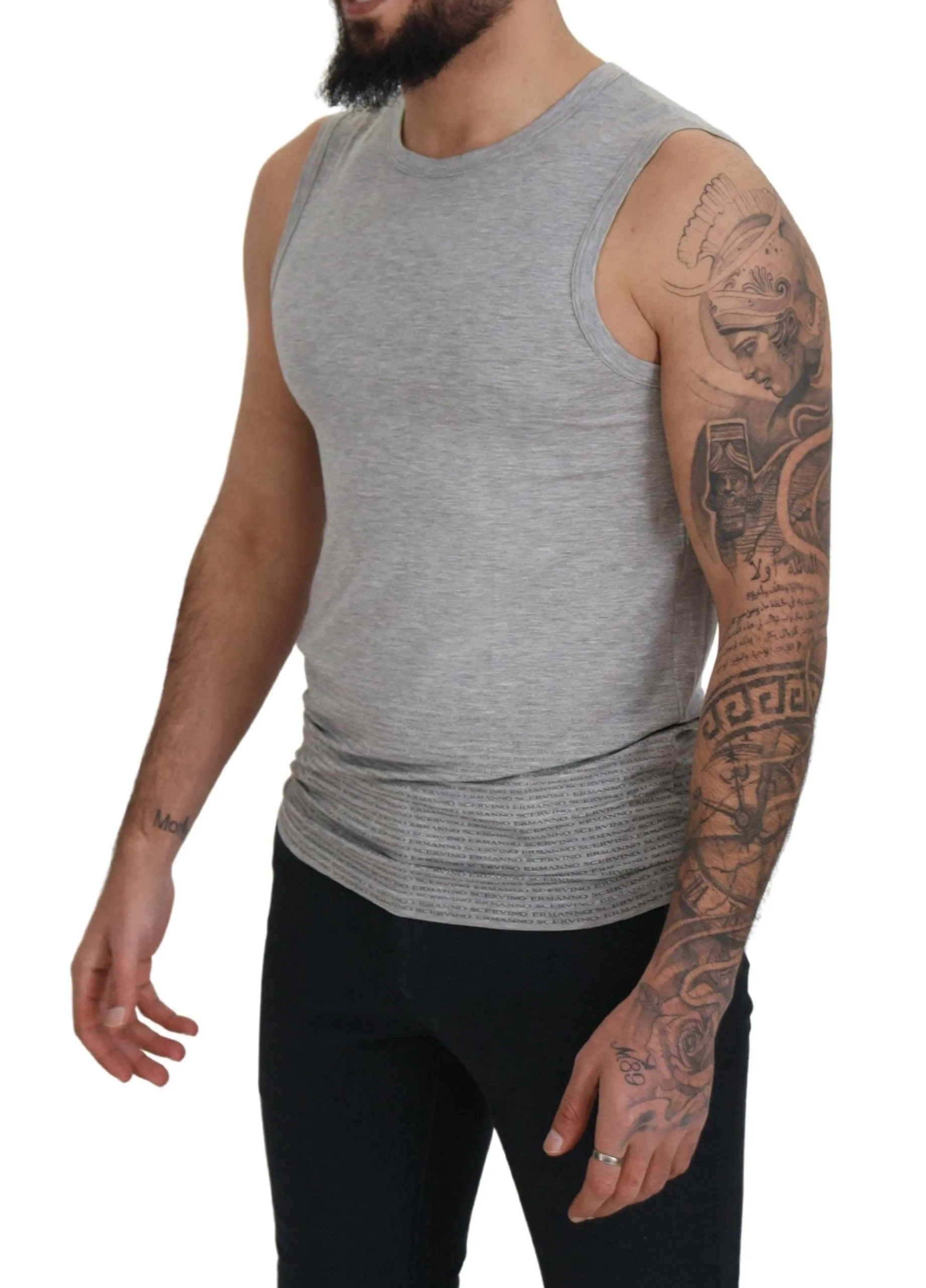 Ermanno Scervino Grey Sleeveless Men Pullover T-shirt