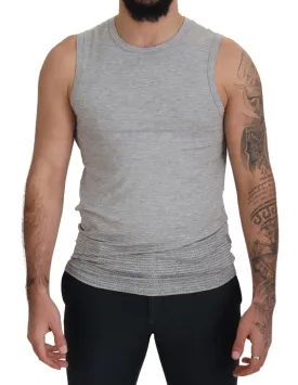 Ermanno Scervino Grey Sleeveless Men Pullover T-shirt