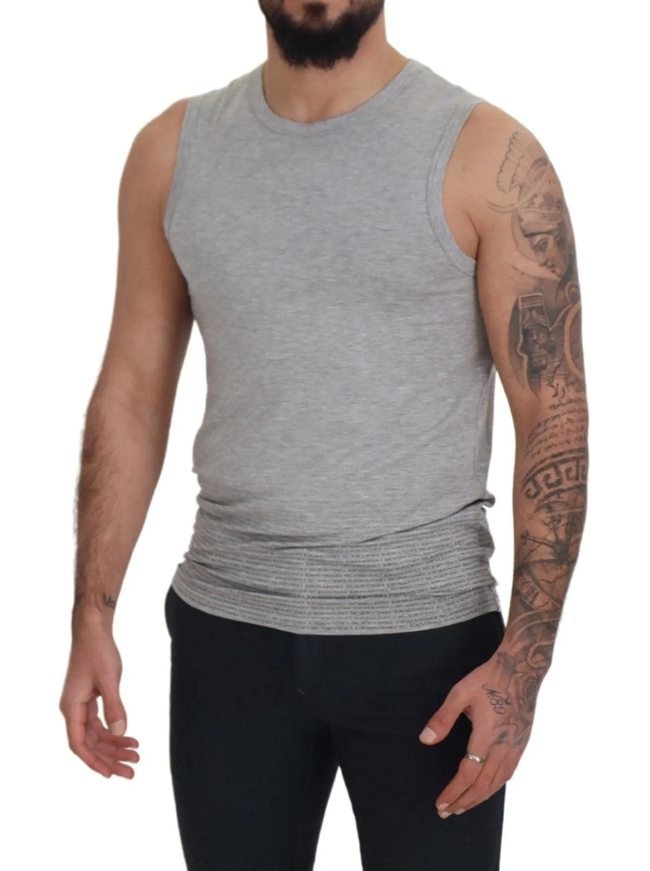 Ermanno Scervino Grey Sleeveless Men Pullover T-shirt