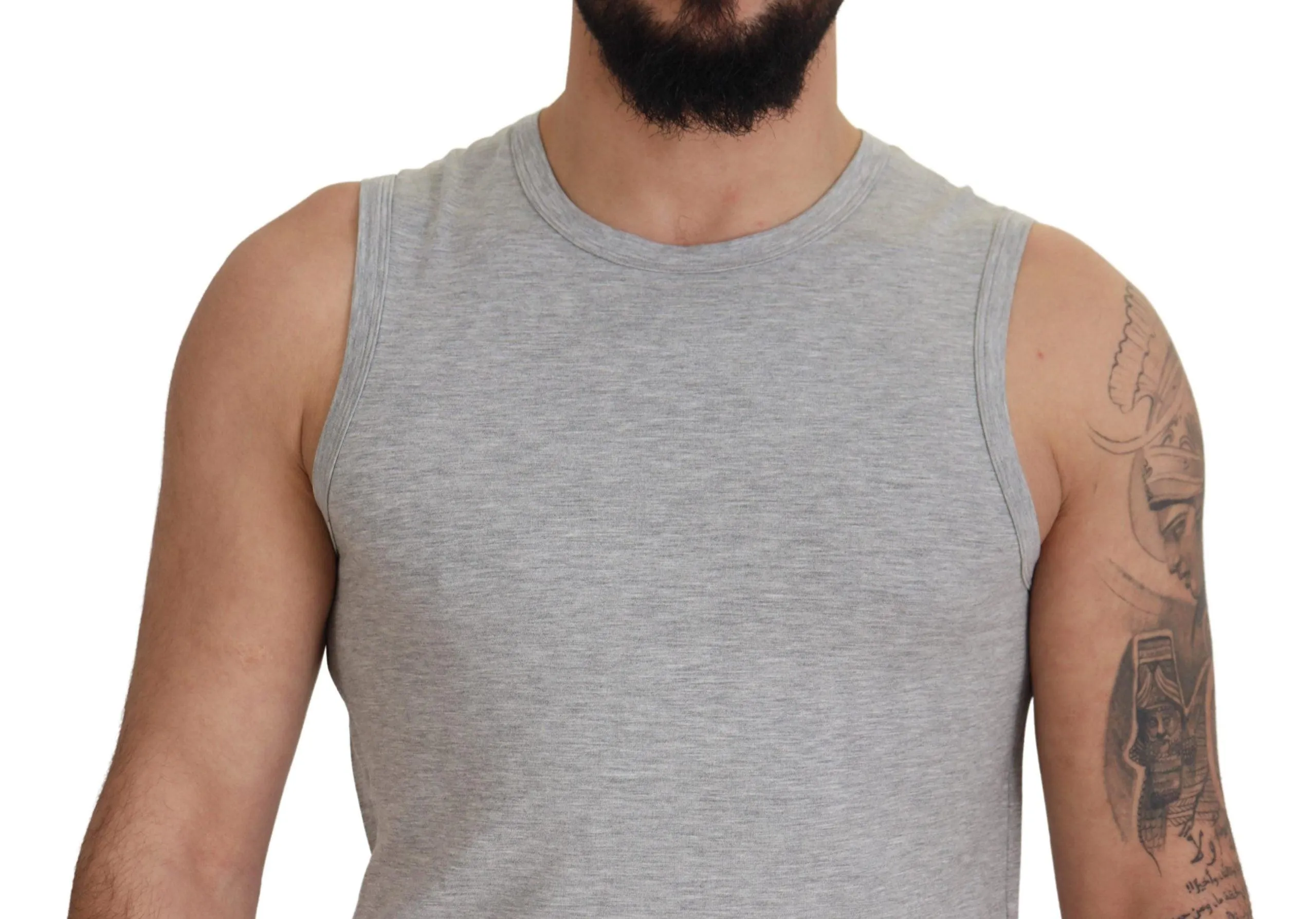 Ermanno Scervino Grey Sleeveless Men Pullover T-shirt