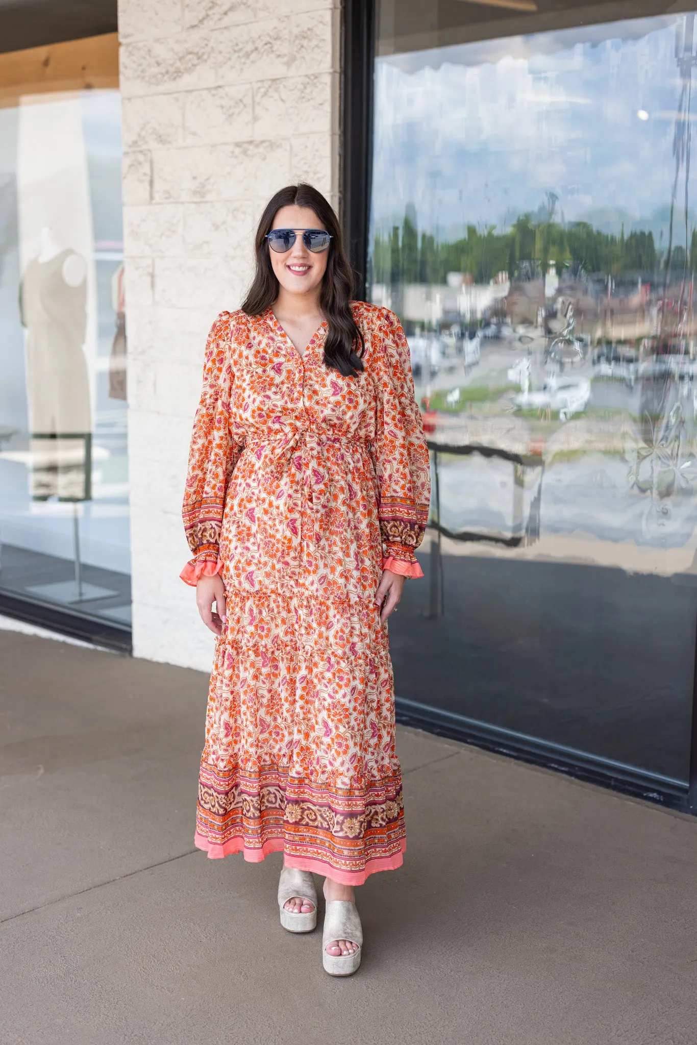 Floral Daydreams Orange Maxi Dress