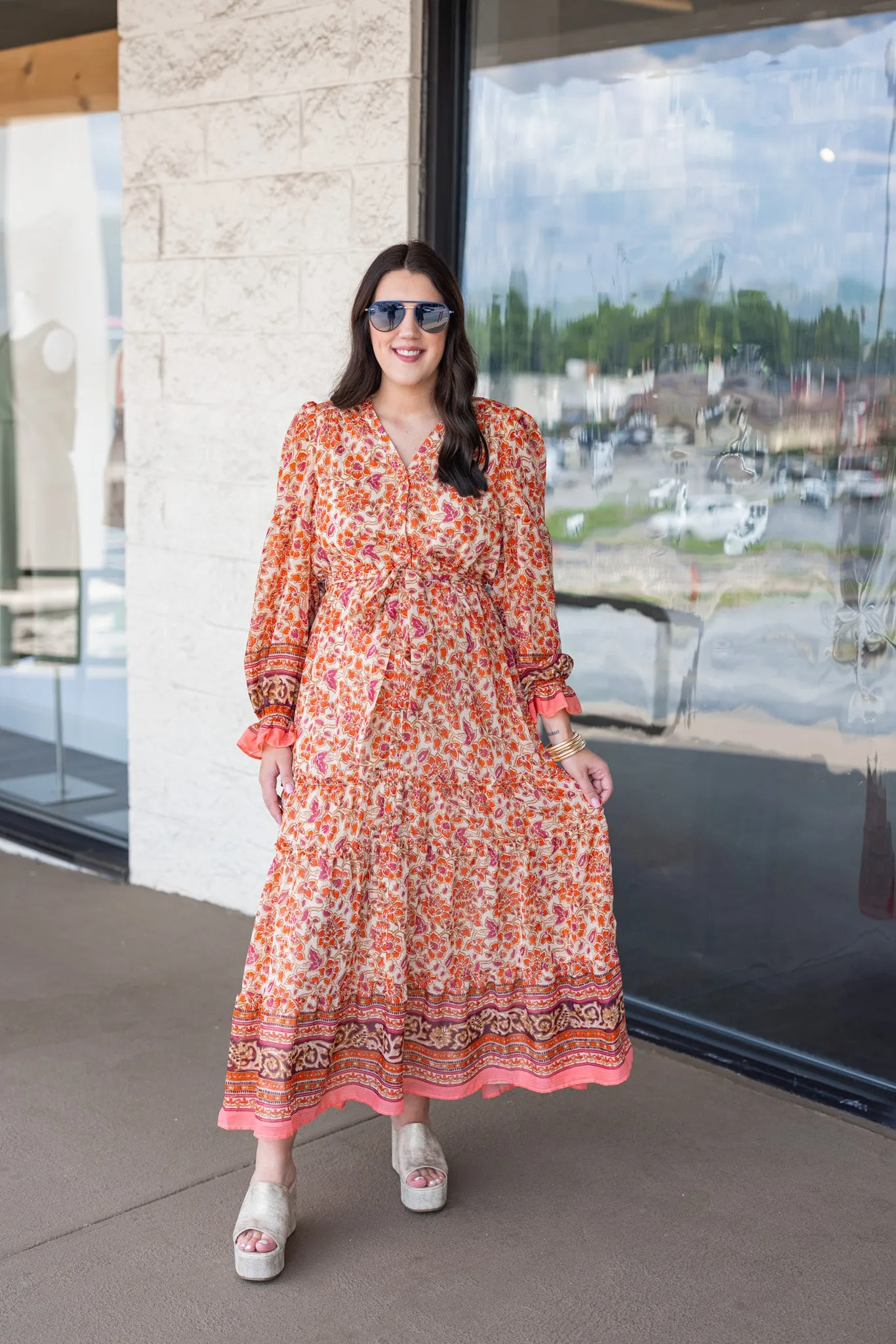 Floral Daydreams Orange Maxi Dress