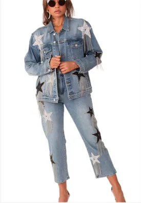 For Her 82331 Denim Jacket w/ Stars