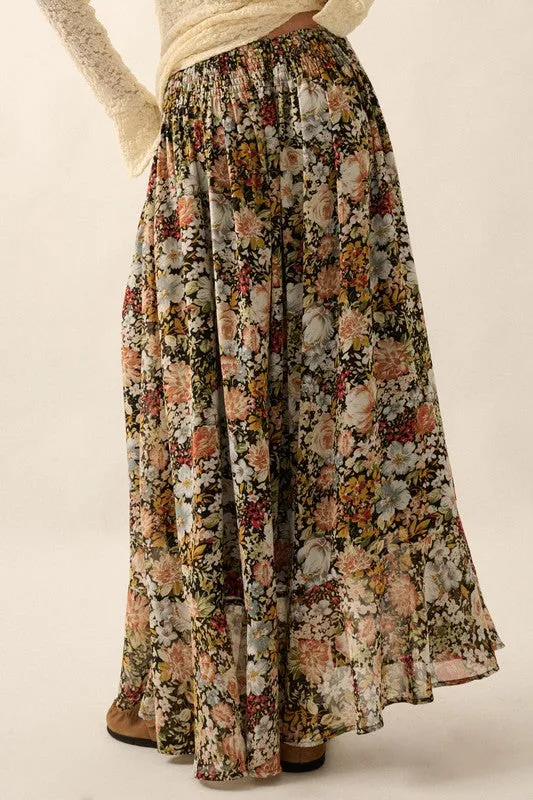 FRONT SLIT FLORAL MAXI SKIRT