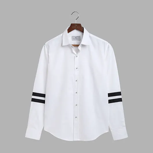 Fuji White Shirt with Black Sleeve Detailing