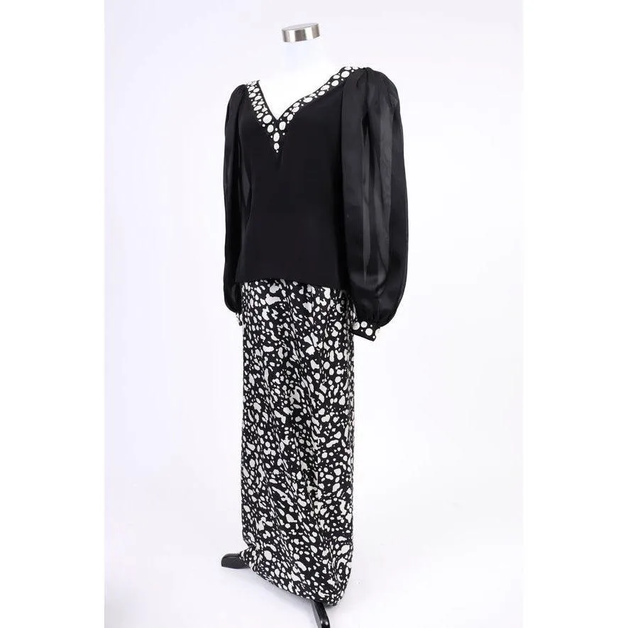 GALANOS 80'S Black and White Skirt Set | Size S/M