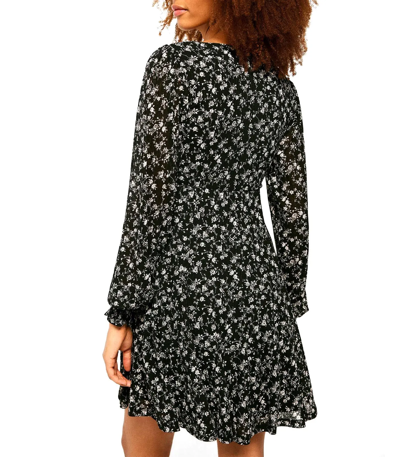 Godets Printed Short Dress Black