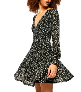 Godets Printed Short Dress Black