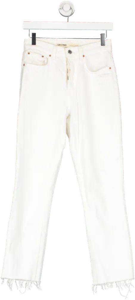 grlfrnd White Karolina High Rise Straight Leg Cropped Jeans W24