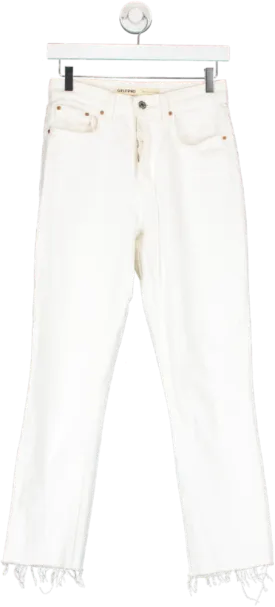 grlfrnd White Karolina High Rise Straight Leg Cropped Jeans W24