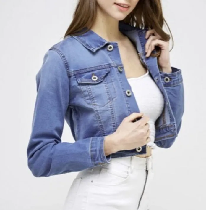 Halfway In Crop Denim Jacket